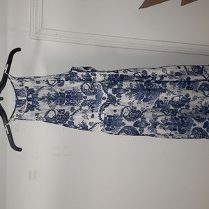 Blue and White Flora Long Dress